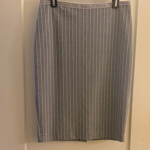 Ann Taylor Classic Gray and White Striped Lined Pencil Skirt